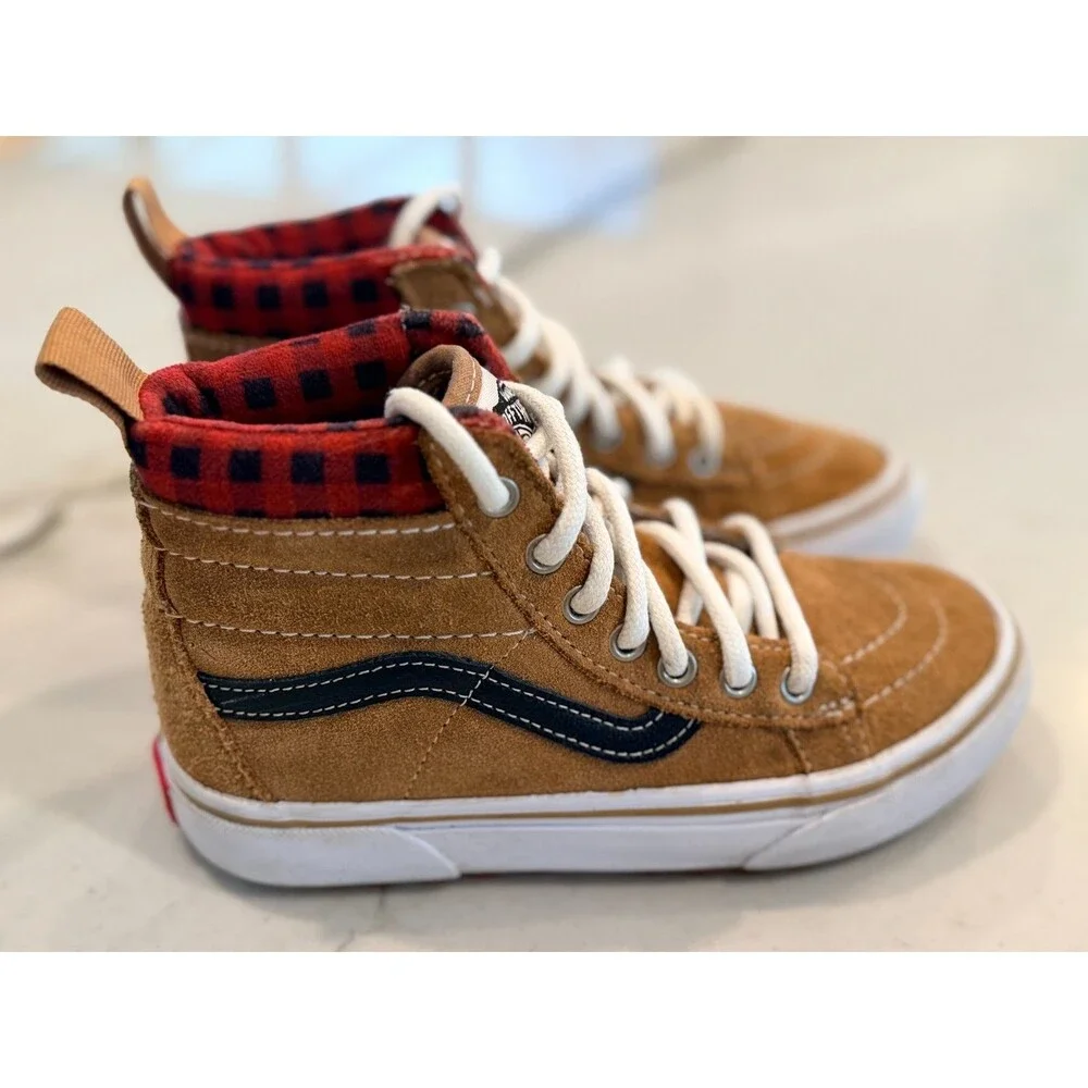 Vans Sk8-Hi MTE-1 Plaid Brown Youth SZ 1